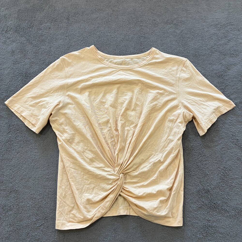 Lululemon Crescent Bone Drapey Knot Short Sleeve Athleisure T-Shirt Women's Sz 8